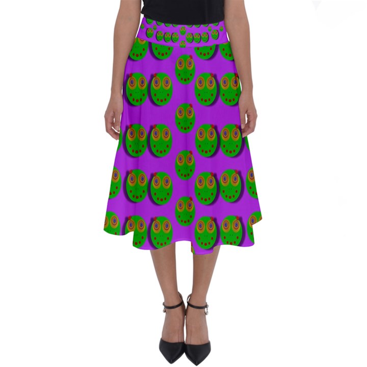 The Happy Eyes Of Freedom In Polka Dot Cartoon Pop Art Perfect Length Midi Skirt