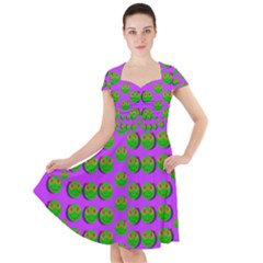 The Happy Eyes Of Freedom In Polka Dot Cartoon Pop Art Cap Sleeve Midi Dress by pepitasart