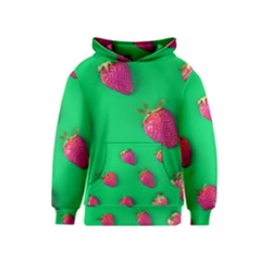 Strawberry Green Kids  Pullover Hoodie by WensdaiAmbrose