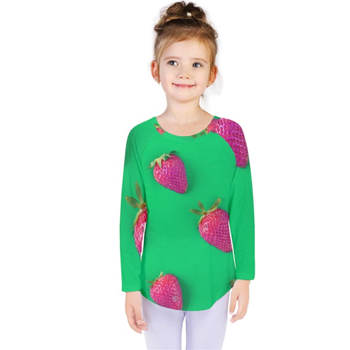 Strawberry Green Kids  Long Sleeve Tee