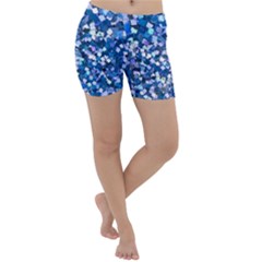 Blue Shimmer Lightweight Velour Yoga Shorts