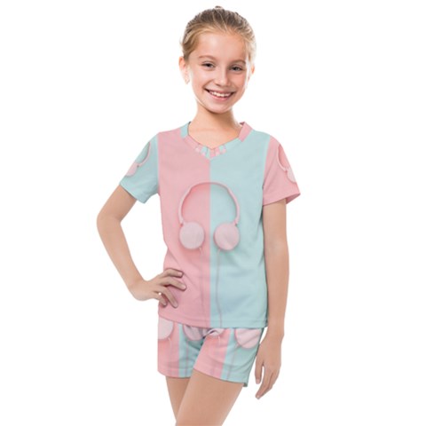 Got My Headphones On     Kids  Mesh Tee And Shorts Set by WensdaiAmbrose