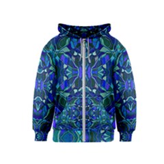 Abstract #8   I   Aqua Blues 6000 Kids  Zipper Hoodie by KesaliSkyeArt