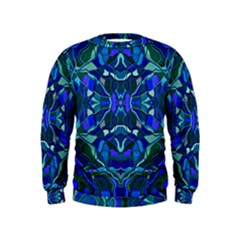 Abstract #8   I   Aqua Blues 6000 Kids  Sweatshirt by KesaliSkyeArt