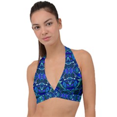 Abstract #8   I   Aqua Blues 6000 Halter Plunge Bikini Top by KesaliSkyeArt