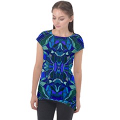 Abstract #8   I   Aqua Blues 6000 Cap Sleeve High Low Top