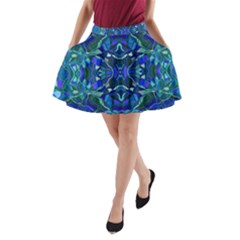 Abstract #8   I   Aqua Blues 6000 A-line Pocket Skirt by KesaliSkyeArt