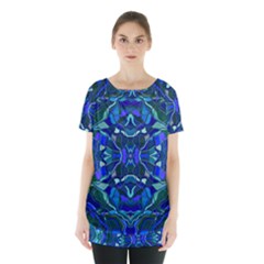 Abstract #8   I   Aqua Blues 6000 Skirt Hem Sports Top by KesaliSkyeArt