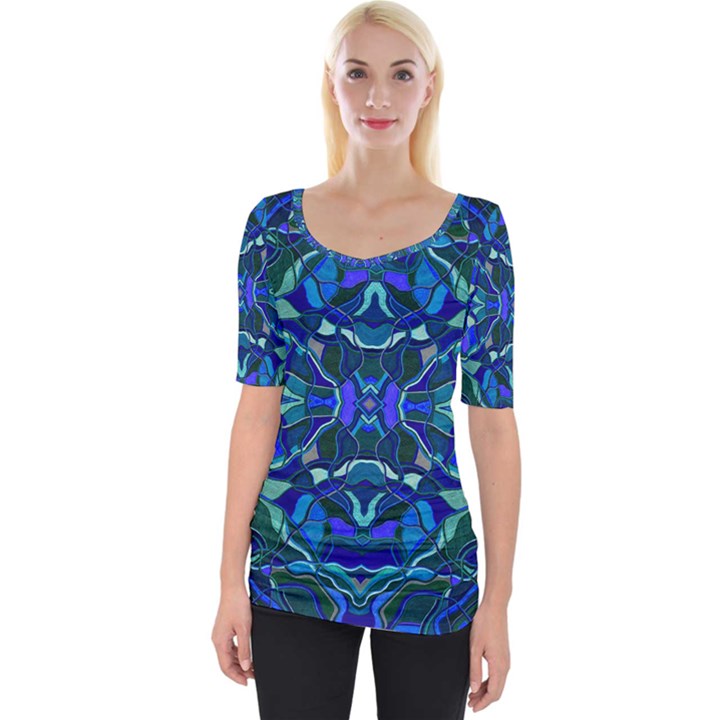 Abstract #8   I   Aqua Blues 6000 Wide Neckline Tee