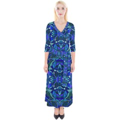 Abstract #8   I   Aqua Blues 6000 Quarter Sleeve Wrap Maxi Dress by KesaliSkyeArt