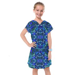 Abstract #8   I   Aqua Blues 6000 Kids  Drop Waist Dress by KesaliSkyeArt