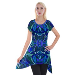 Abstract #8   I   Aqua Blues 6000 Short Sleeve Side Drop Tunic