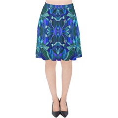 Abstract #8   I   Aqua Blues 6000 Velvet High Waist Skirt by KesaliSkyeArt