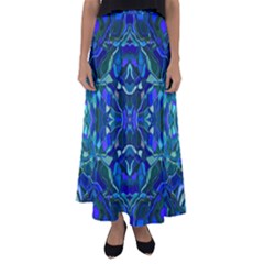 Abstract #8   I   Aqua Blues 6000 Flared Maxi Skirt by KesaliSkyeArt