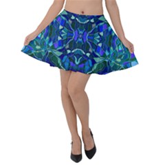 Abstract #8   I   Aqua Blues 6000 Velvet Skater Skirt