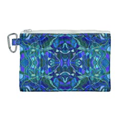 Abstract #8   I   Aqua Blues 6000 Canvas Cosmetic Bag (large)