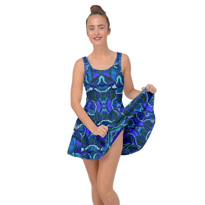 Abstract #8   I   Aqua Blues 6000 Inside Out Casual Dress