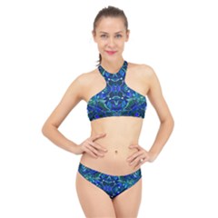 Abstract #8   I   Aqua Blues 6000 High Neck Bikini Set