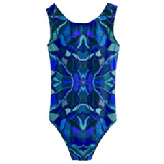 Abstract #8   I   Aqua Blues 6000 Kids  Cut-out Back One Piece Swimsuit