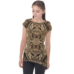 Abstract #8   I   Antiqued 6000 Cap Sleeve High Low Top