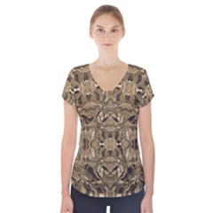 Abstract #8   I   Antiqued 6000 Short Sleeve Front Detail Top by KesaliSkyeArt