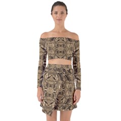 Abstract #8   I   Antiqued 6000 Off Shoulder Top With Skirt Set