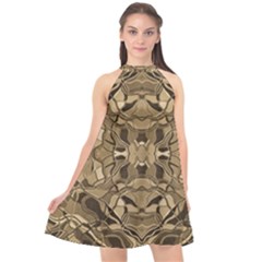 Abstract #8   I   Antiqued 6000 Halter Neckline Chiffon Dress 