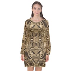 Abstract #8   I   Antiqued 6000 Long Sleeve Chiffon Shift Dress  by KesaliSkyeArt