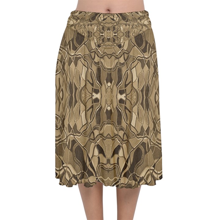 Abstract #8   I   Antiqued 6000 Velvet Flared Midi Skirt