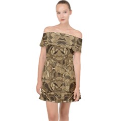 Abstract #8   I   Antiqued 6000 Off Shoulder Chiffon Dress