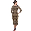 Abstract #8   I   Antiqued 6000 Quarter Sleeve Midi Velour Bodycon Dress View2