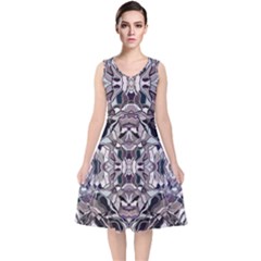 Abstract #8   I   Aquatic 6000 V-neck Midi Sleeveless Dress 