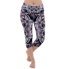 Abstract #8   I   Aquatic 6000 Lightweight Velour Capri Yoga Leggings