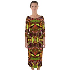 Abstract #8   I   Autumn 6000 Quarter Sleeve Midi Bodycon Dress