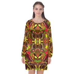 Abstract #8   I   Autumn 6000 Long Sleeve Chiffon Shift Dress  by KesaliSkyeArt