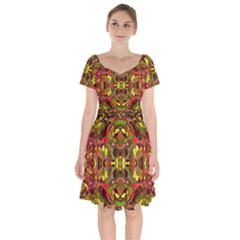 Abstract #8   I   Autumn 6000 Short Sleeve Bardot Dress by KesaliSkyeArt