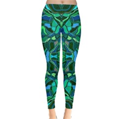 Abstract #8   I   Blues & Greens 6000 Leggings  by KesaliSkyeArt