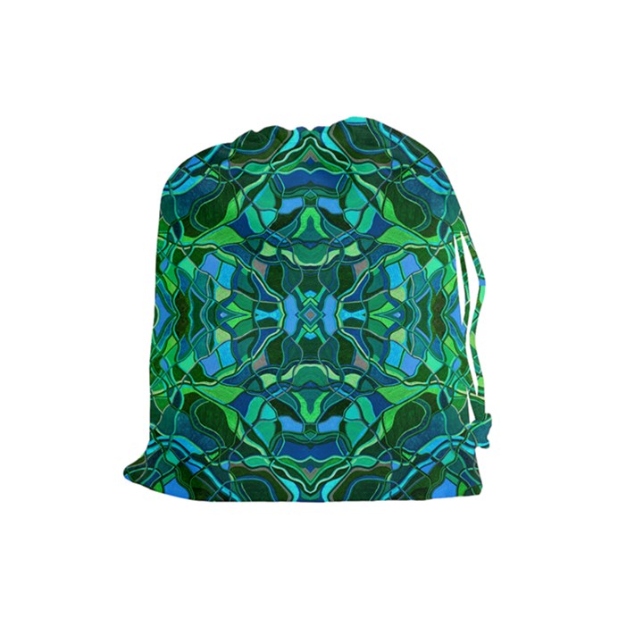 Abstract #8   I   Blues & Greens 6000 Drawstring Pouch (Large)