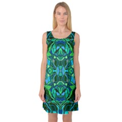 Abstract #8   I   Blues & Greens 6000 Sleeveless Satin Nightdress by KesaliSkyeArt