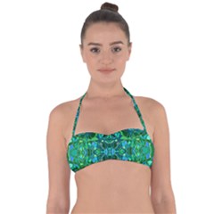 Abstract #8   I   Blues & Greens 6000 Halter Bandeau Bikini Top by KesaliSkyeArt