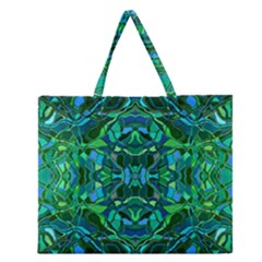 Abstract #8   I   Blues & Greens 6000 Zipper Large Tote Bag