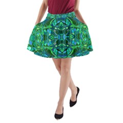 Abstract #8   I   Blues & Greens 6000 A-line Pocket Skirt by KesaliSkyeArt