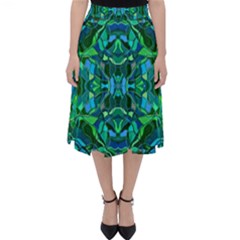 Abstract #8   I   Blues & Greens 6000 Classic Midi Skirt