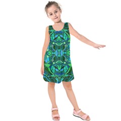 Abstract #8   I   Blues & Greens 6000 Kids  Sleeveless Dress by KesaliSkyeArt