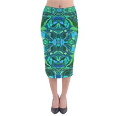 Abstract #8   I   Blues & Greens 6000 Velvet Midi Pencil Skirt by KesaliSkyeArt