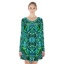 Abstract #8   I   Blues & Greens 6000 Long Sleeve Velvet V-neck Dress View1