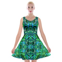 Abstract #8   I   Blues & Greens 6000 Velvet Skater Dress