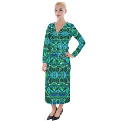 Abstract #8   I   Blues & Greens 6000 Velvet Maxi Wrap Dress