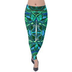 Abstract #8   I   Blues & Greens 6000 Velvet Leggings by KesaliSkyeArt