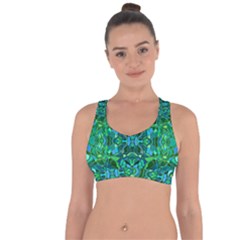 Abstract #8   I   Blues & Greens 6000 Cross String Back Sports Bra by KesaliSkyeArt